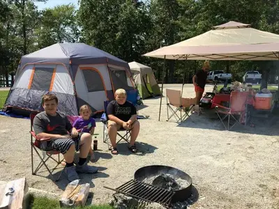 Willow Grove Campground boys tent camping