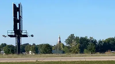 Saint Anthony of Padua Church (Morris, Indiana) - view of church across I-74