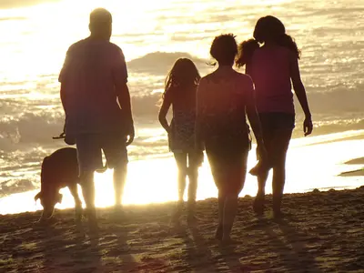Quintet with Dog Walking into Sunset - Zipolite - Oaxaca - Mexico (14998873234)