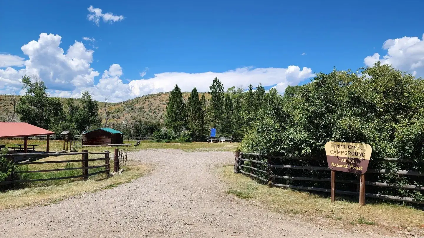 Wide view of the entire campground on a mostly clear, sunny day