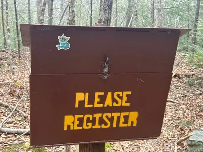 Register box along the Onteora lake loop in Kingston, NY