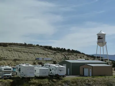 Camp Verde Indian Reservation, Distant Drums RV Park Water Tower Sign, View SE, 2012 - panoramio