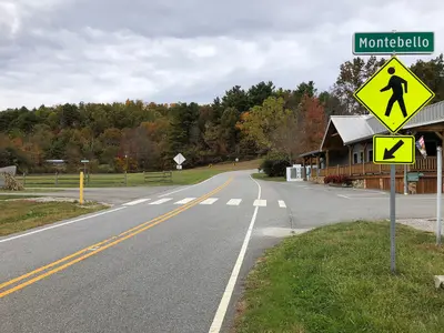 2019-10-25 14 23 40 View west along Virginia State Route 56 (Crabtree Falls Highway) at the Montebello Camping and Fishing Resort in Montebello, Nelson County, Virginia