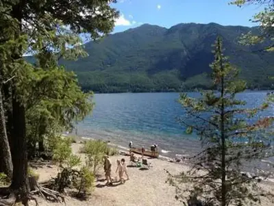 The Lake McDonald shore near the APGAR GROUP SITES