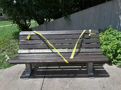 Unusable bench at Ohio state rest stop