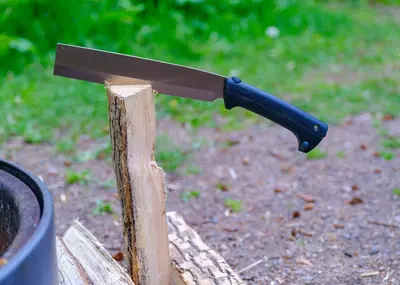 Silky Nata Hatchet Machete - Chopping Firewood at Campground (51243795965)
