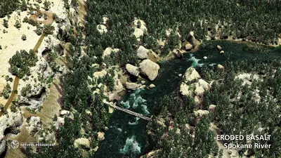 77 Eroded Basalt—Spokane River 16-9 ratio, 7200x4050 pixels
