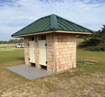 Ocracoke Campground showers with new siding and roof (51682799915)