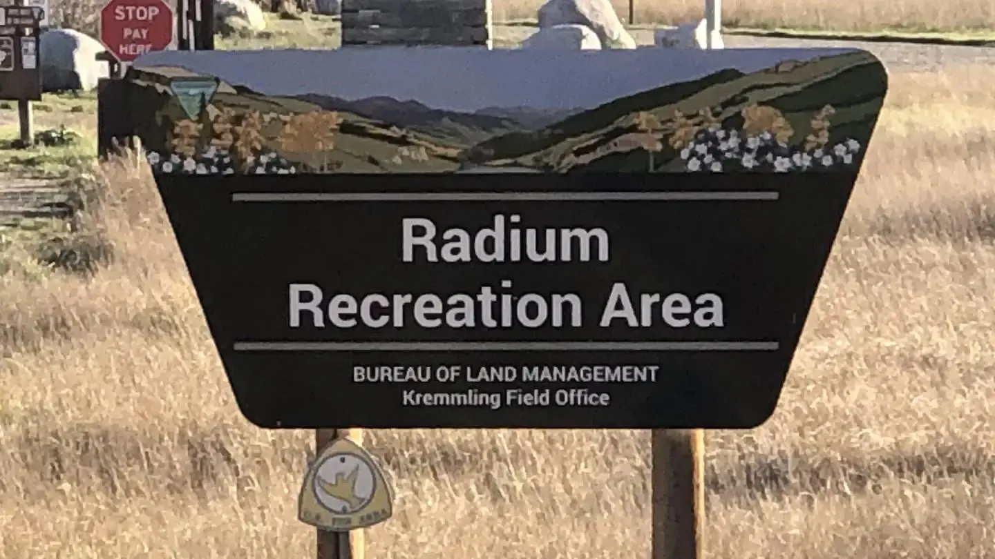 Radium Recreation Area Entry Sign