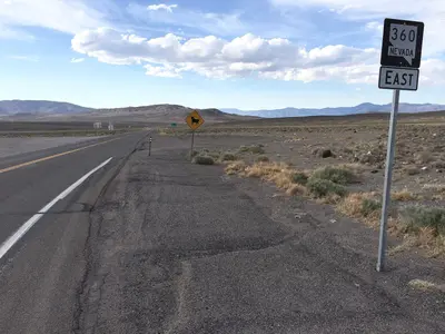 2015-04-29 17 56 40 View north (east) from the south (west) end of Nevada State Route 360 (Mina-Basalt Cutoff Road) in Mineral County, Nevada