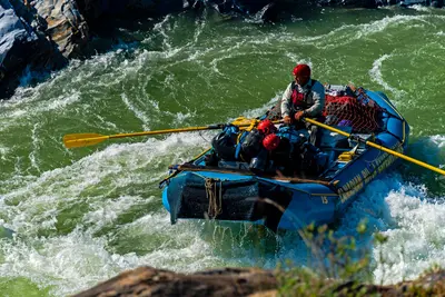 Rafter in Sheep Slot Rapids, Firth River, Ivvavik National Park, YT
