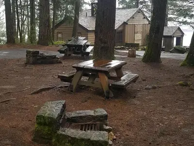 Typical view of Overlook camping area and rest building
