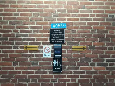 Permanent COVID signage at the Alberta Safety Rest Area along I-85 in southern Virginia 03