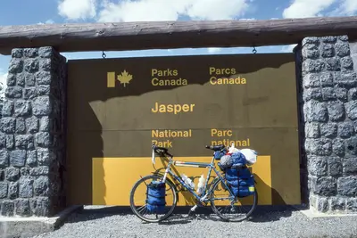 Jasper National Park sign - Improvement District No. 12, Alberta, Canada - July 1990