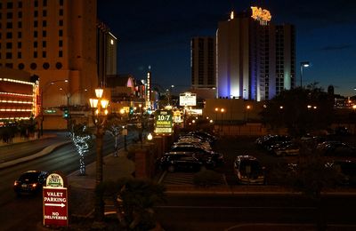 Valet parking, Main Street Station, Las Vegas, Nevada by night