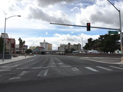 2015-11-04 11 37 22 View south from the north end of Nevada State Route 602 (Casino Center Drive) at Nevada State Route 579 (Bonanza Road) in downtown Las Vegas, Nevada