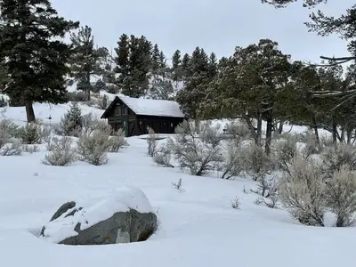 Mammoth Campground's only open restroom in winter
