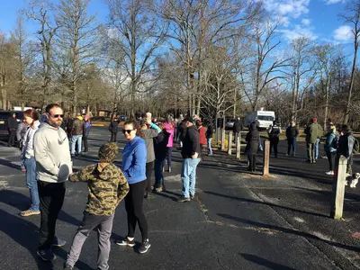 Allaire State Park First Day Hike 2023 group at start