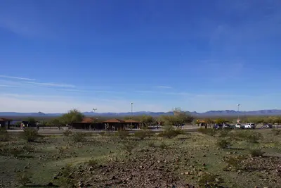 2014, View W, Upper Bouse Wash Rest Area, Ranegras Plain, Coyote Peak and New Water Mountains - panoramio