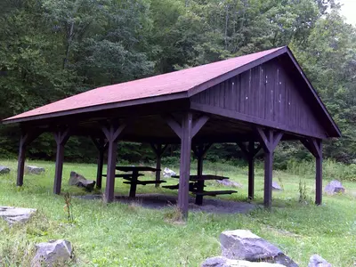 FLT M03 4.6 mi - Picnic pavilion at old Seneca CCC Camp, two picnic tables, camping allowed 150' from road and trail - panoramio
