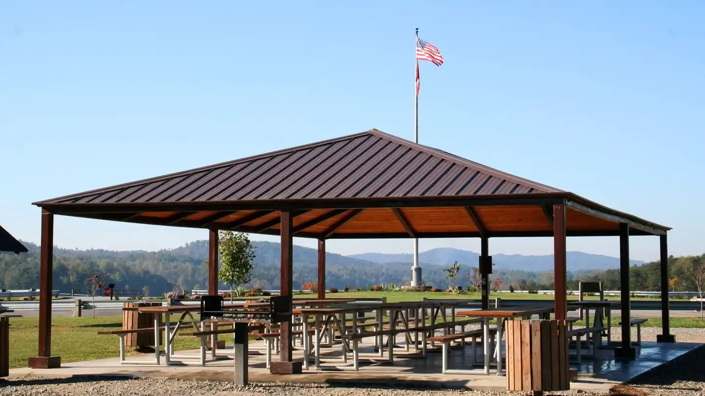 Fish Dam Creek Shelter has a wonderful view of the lake and dam.