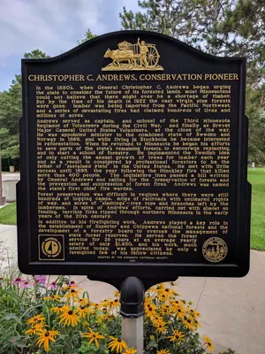 General Andrews Rest Area - information sign for Christopher C. Andrews