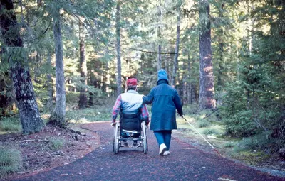Handicapped Couple using Accessible Trail- Mt Hood (25827731424)