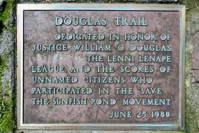 Douglas Trail plaque, Worthington State Forest, NJ