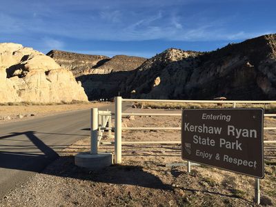 2015-01-15 15 21 40 Sign at the main entrance to Kershaw Ryan State Park, Nevada