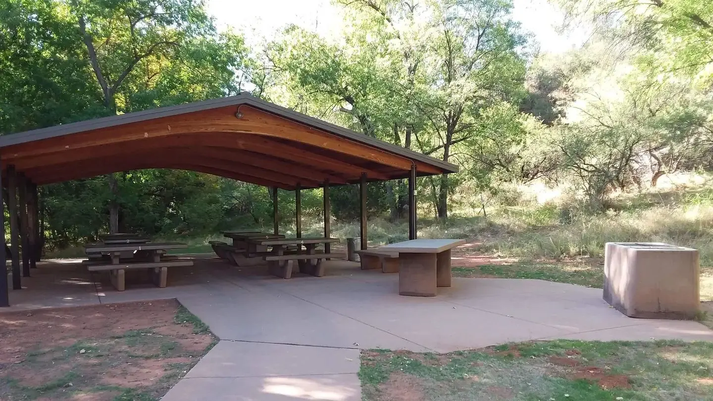 Covered picnic area.
