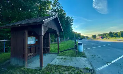 Parking area (aka "text stop") on NYS Thruway EB @ MM 353.1, Victor, New York - 20210831 - 01