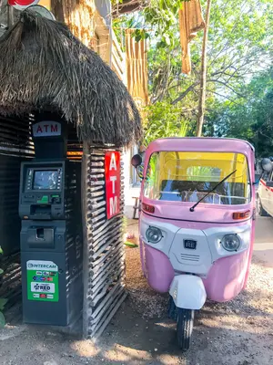 ATM and Bajaj RE Three Wheeler in Tulum (35745978223)
