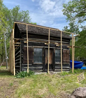 Restoration of Mayhew Cabin 1, Nebraska City, April 2026