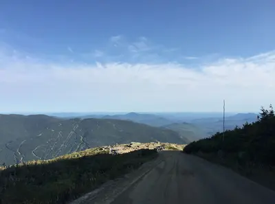 2016-09-03 17 01 44 View eastbound down the Mount Washington Auto Road at about mile 5.3 (about 4860 feet above sea level) in Thompson and Meserve's Purchase Township, Coos County, New Hampshire