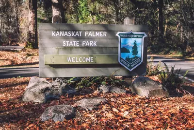 Kanaskat-Palmer State Park welcome sign