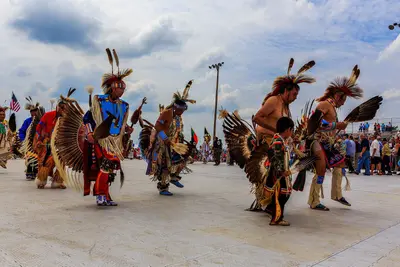 Tama, IA - August 9, 2014 - Members of the Meskwaki Nation dance at the Tribe 100th Annual Pow Wow which took place at an alternate location due to flooding at the historical Pow Wo - DPLA - 417c894520173d5dd61af322188a3c45