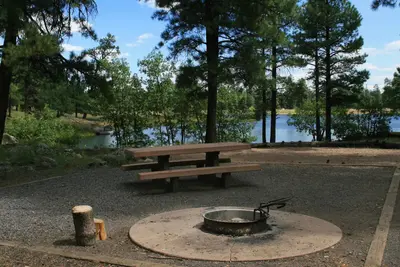 campfire ring and picnic table