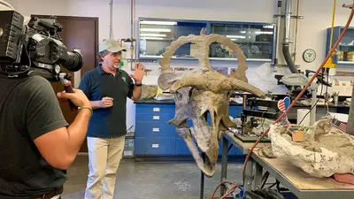 Alan Titus with Nasutoceratops titusi