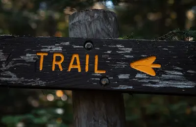 Hiking Trail Sign in the Forest (43999284800)