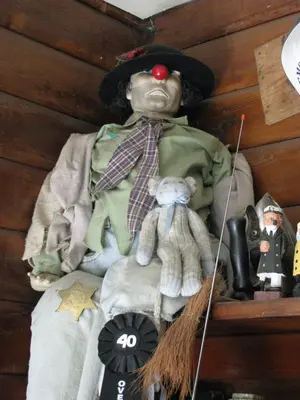 Clown in Snack Bar, Keno City, Yukon (3895436240)