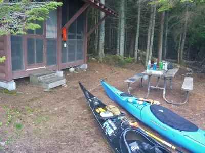 Paddlers at Beaver Island Shelter
