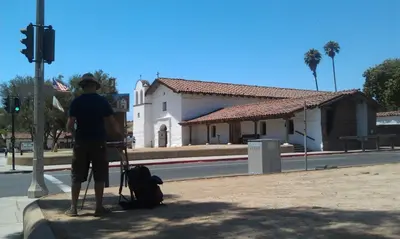 Looking southeast towards the Santa Barbara Presidio chapel