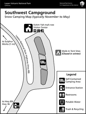 Southwest Area Self-Contained Camping Map