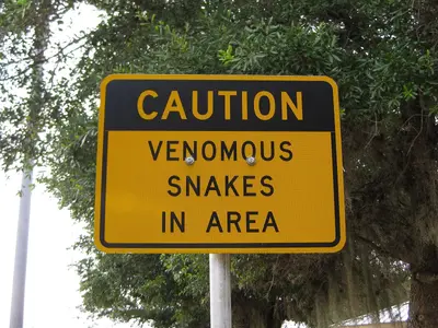Caution Venomous Snakes Sign