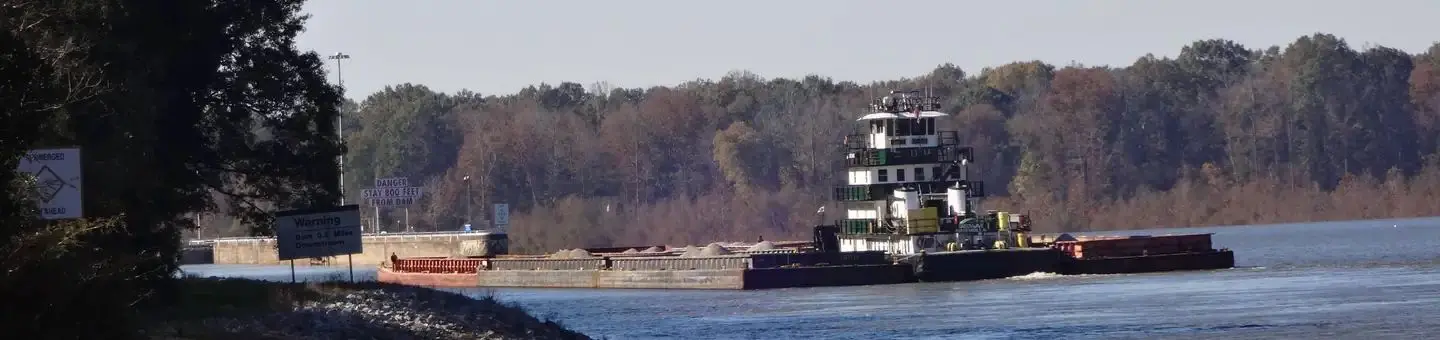 Barge traffic on the Tombigbee River.