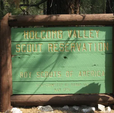 Holcomb Valley Scout Reservation sign