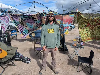 Forest Thurman after his band won the Wickenburg Bluegrass Band Competition