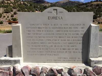 2014-09-09 13 04 21 Historic marker for Eureka, Nevada along U.S. Route 50
