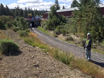 Aligning track at Train Mountain for the Triennial 2022