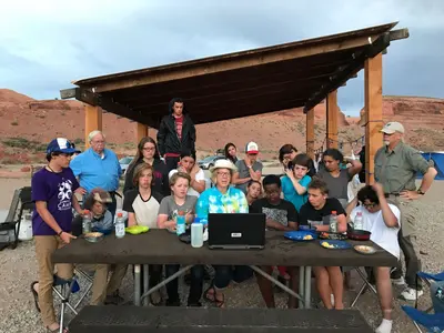 Neffra Matthews showed SLCSE campers the 3D track images produced from their measurements (Gold Bar Campground) (36344715700)